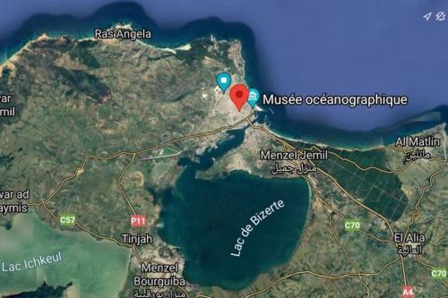 a map of the island of musicoocagogoit at haut standing vue exceptionnelle Bizerte Tunisie in Bizerte