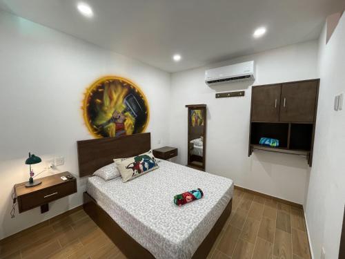 Postel nebo postele na pokoji v ubytování villa beach and art