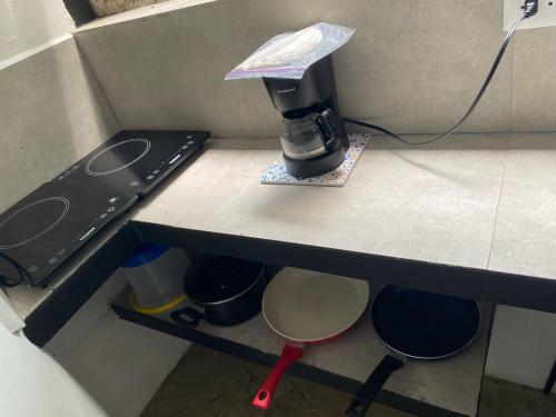 a coffee maker on a counter in a kitchen at Jungle AC Suite for 3-Kitchen-Walk to Playa Chiquita -Villa Toronto in Cocles