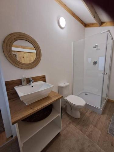 a bathroom with a sink and a toilet and a shower at SOH Simple Accommodation in Kloof