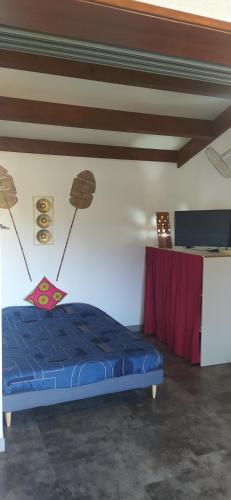 Ένα ή περισσότερα κρεβάτια σε δωμάτιο στο Studio GECKO chez Fanny et Alain