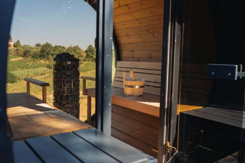 a view from the outside of a tiny house with a porch at Tuscany Living - Terra Antica in Montepulciano