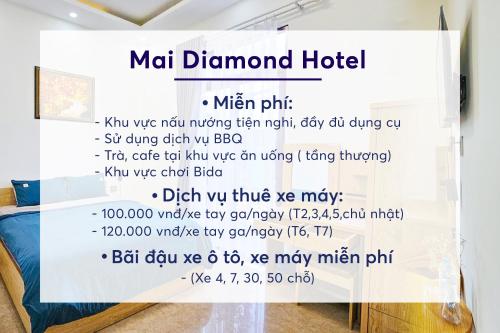 a sign for a meth diamond hotel on a wall at Mai DiaMond Hotel in Da Lat