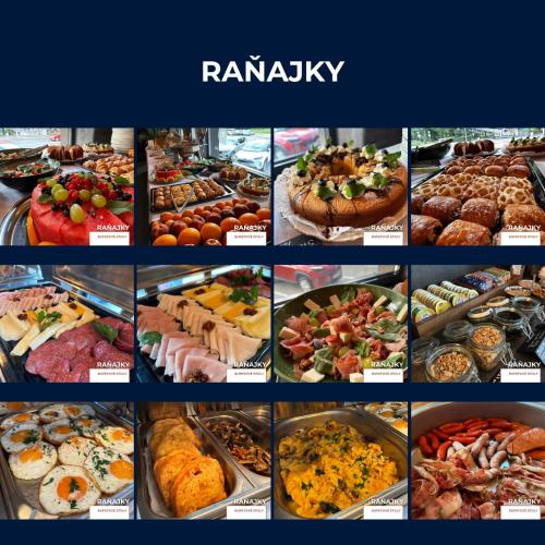 a collage of pictures of different types of food at HOTEL EUROPA in Komárno