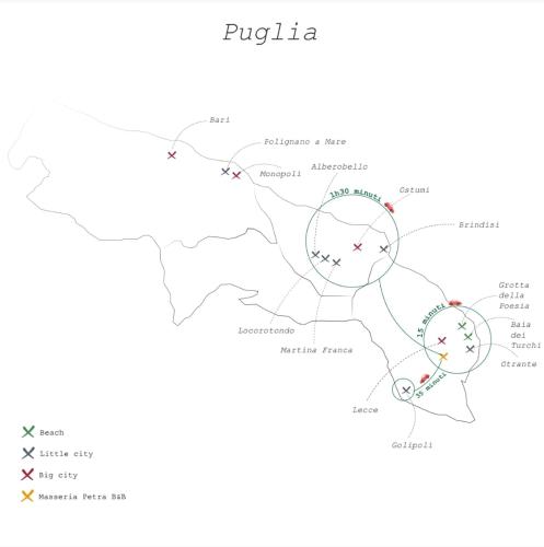 a map of the philippines with the names of cities at Masseria Petra in Martano