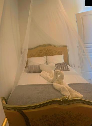 une chambre avec un lit à baldaquin dans l'établissement Studio jacuzzi à l'abri des vents, à Carcassonne