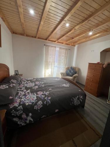 a bedroom with a bed and a dresser in it at Casa do avô Serafim in Cetos