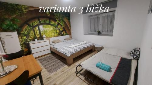 Postel nebo postele na pokoji v ubytování Útulná garsonka