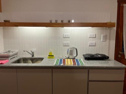 eine Küchentheke mit einem Waschbecken und einem Waschbecken in der Unterkunft Ayala Planta Alta in Santa Rosa