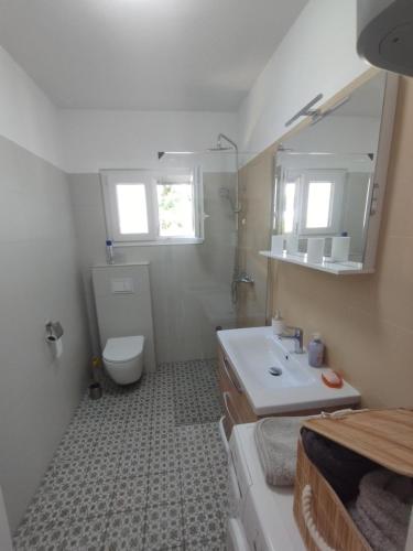 a bathroom with a sink and a toilet at Apartman Kora in Njivice