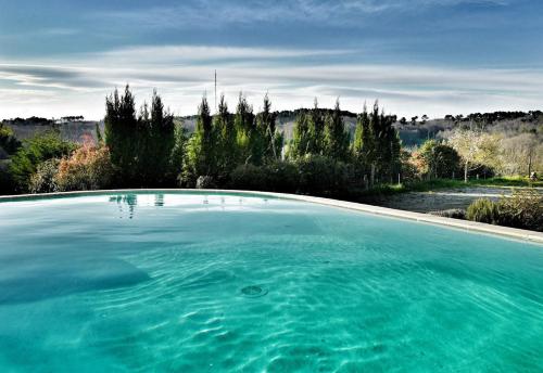 a large pool of blue water with trees in the background at Les Constancies luxury Villa 24-34 pers in Valades