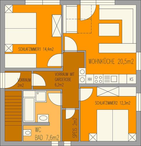 a floor plan of a building with different buildings at Ferienchalet HOLDERNACH in Kappl