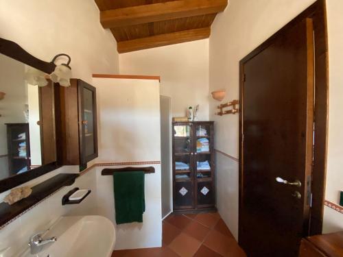 a bathroom with a sink and a mirror at Villa Sofia San Ciro 401 in Ulmi