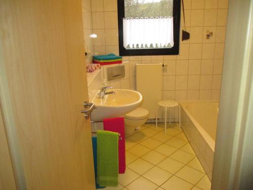 Vonios kambarys apgyvendinimo įstaigoje Ferienwohnung an der Lay