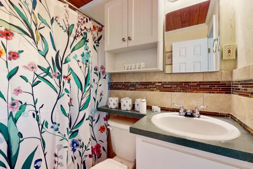 een badkamer met een wastafel en een toilet bij Lake June Resort #10 in Lake Placid