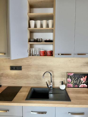 a kitchen with a sink and a counter top at Apartmán B3 Hrabušice in Hrabušice