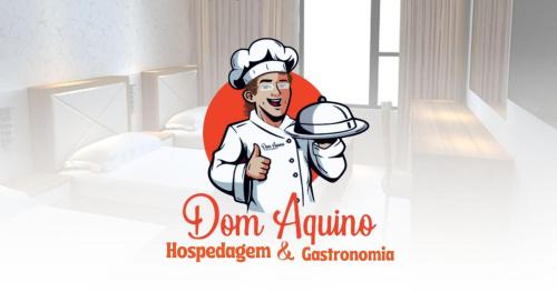 a chef logo for a restaurant and hospitality company at Dom Aquino Hotel e Gastronomia in Natal