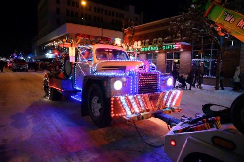 a fire truck with lights on the side of a street at Staybridge Suites Great Falls by IHG in Great Falls