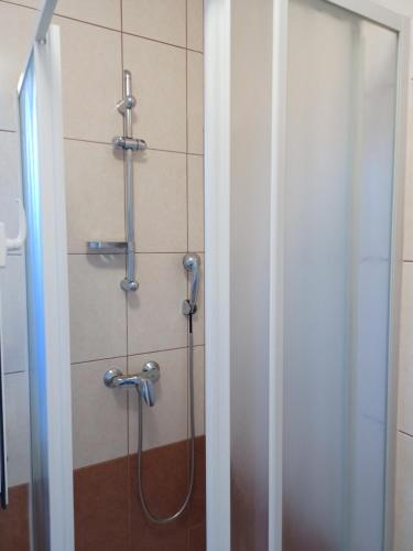 a shower in a bathroom with a glass door at Villa Kate in Krk