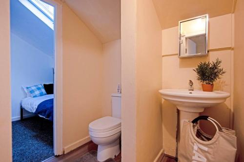 ベリーにある5 minute walk from Bury city centre -1 bed flatのトイレと洗面台付きのバスルーム