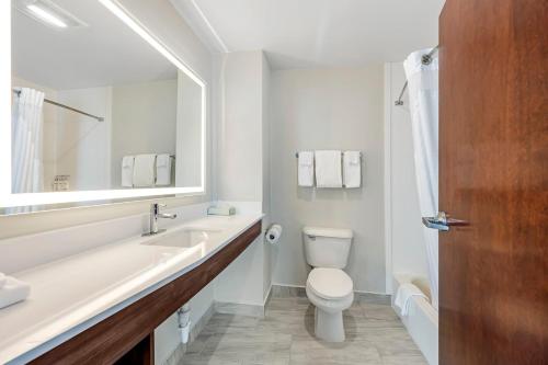 a bathroom with a toilet and a sink and a mirror at Holiday Inn Express White House by IHG in White House