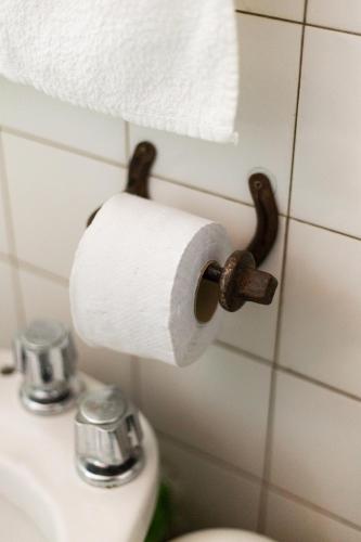 a roll of toilet paper hanging on a bathroom wall at La Carmencita casa de campo, Manzanares, Pilar in Pilar