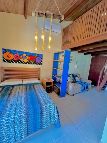 Katil atau katil-katil dalam bilik di Solar Água Apartaments
