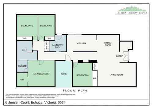 エチューカにあるJensen House - Retro Style with a modern updateの家の間取り図