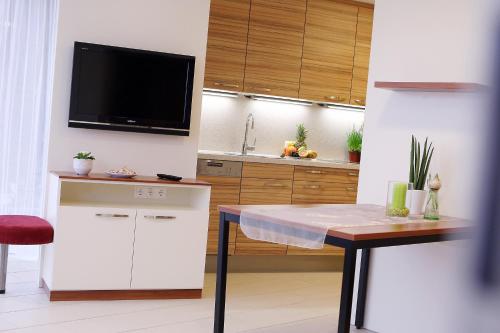Dapur atau dapur kecil di Gartenappartement Ybbs