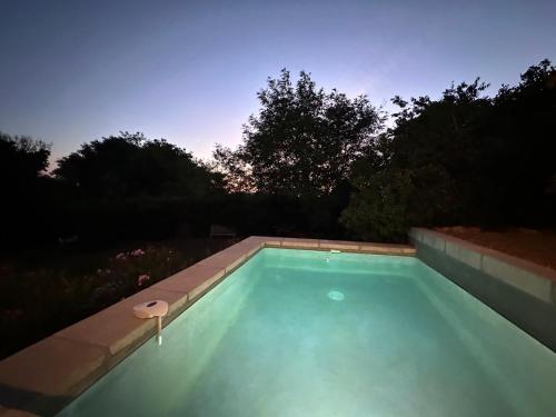 une petite piscine dans une cour avec dans l'établissement Mas Saint-Ferdinand - maison avec piscine, à La Capelle-et-Masmolène