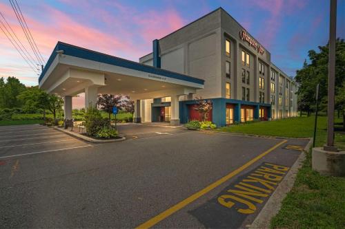 an empty parking lot in front of a hotel at Hampton Inn Ridgefield Park in Ridgefield Park