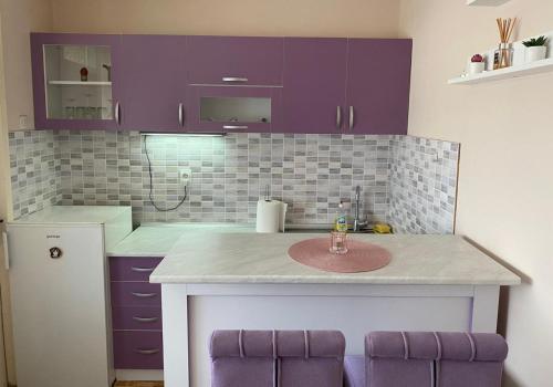 Kuchyň nebo kuchyňský kout v ubytování Niki Apartman