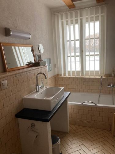 Bilik mandi di Bio-Apartments Mühlspreeweg