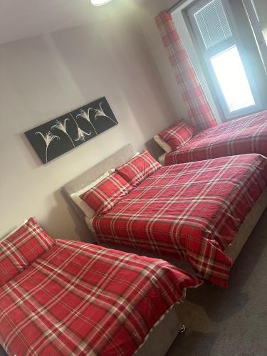 a bedroom with two twin beds and a window at MacIver City Apartment Academy Street in Inverness