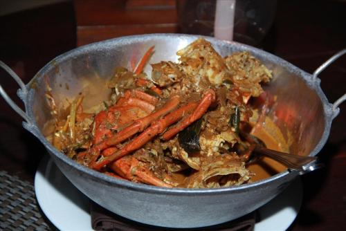 ゲストハウスの敷地内または近くでの食事または食べ物