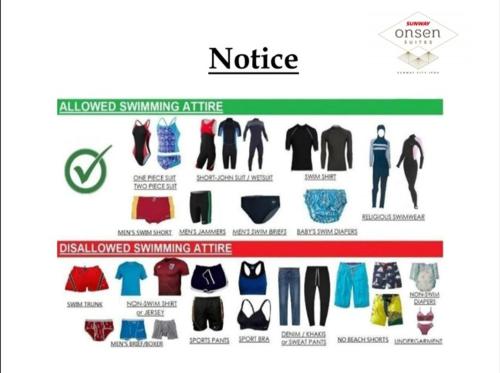 a chart of different types of clothes at H&W Sunway Onsen Suite Tambun Sunway City Ipoh in Ipoh