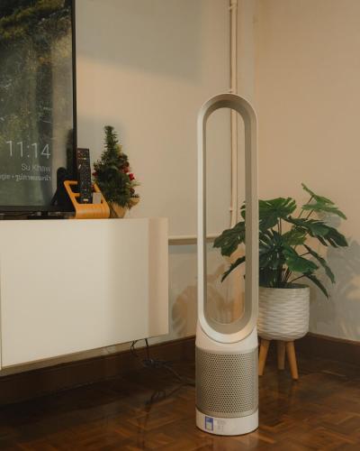 a humidifier sitting on the floor next to a plant at Home Story Hostel Chiang Mai in Chiang Mai