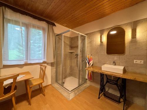 Kúpeľňa v ubytovaní idyllischer Landhof Nähe Millstättersee Ferienwohnung mit Balkon