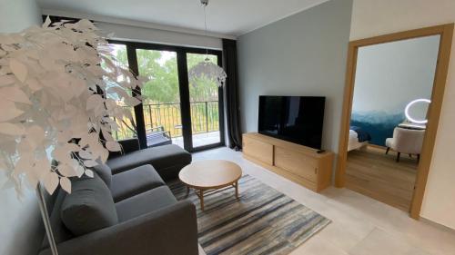 TV a/nebo společenská místnost v ubytování PORTo MiRA