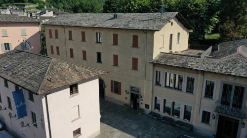 an overhead view of some buildings in a city at Hotel Trieste in Morbegno