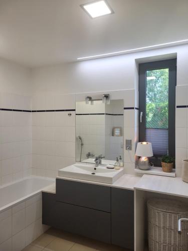 Koupelna v ubytování Apartmán v Praze 6, Sedlec