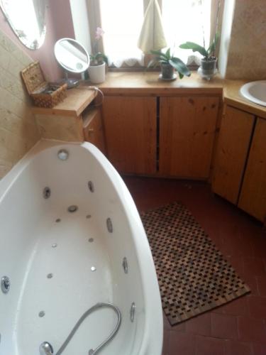 une salle de bain avec une baignoire et un lavabo dans l'établissement T4 Centre ville Orange Terrasses, à Orange