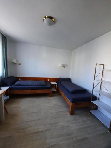 a living room with two beds and a ladder at Monteurwohnung - Handwerkerwohnung Jesse Bad König in Bad König