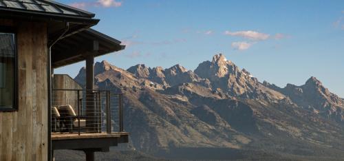 a building with a view of a mountain at Hotel Yellowstone at Jackson Hole in Jackson