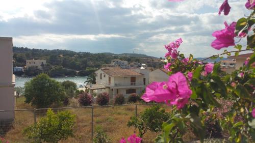 a house on a hill with a river and flowers at Studio Villa Emeli, close to beaches and downtown in Porto Heli