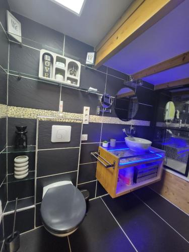 une salle de bain avec un lavabo et des toilettes dans l'établissement Le Love, à Arles
