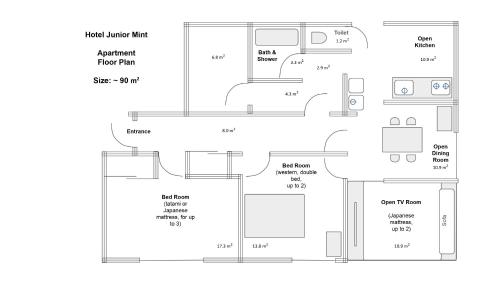 a floor plan of a house at Hotel Junior Mint Hakuba in Hakuba
