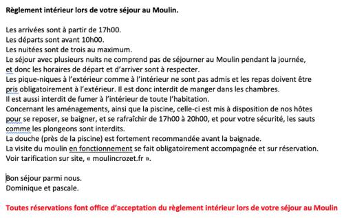 a document detailing the requirements for a warrant at MOULIN CROZET in Montceaux