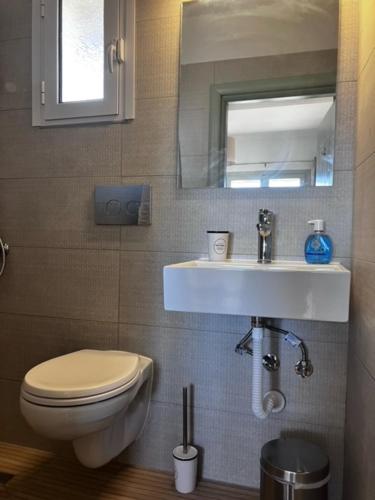 a bathroom with a white toilet and a sink at Star lounge in Preveza