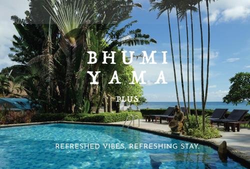 a picture of a swimming pool with the words blount zaan zaan plus at Bhumiyama Plus in Ko Chang